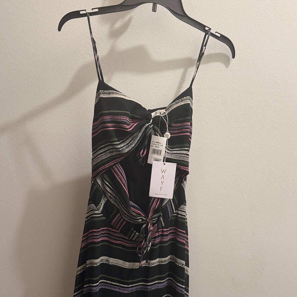 WAYF Multicolor Striped Backless Dress